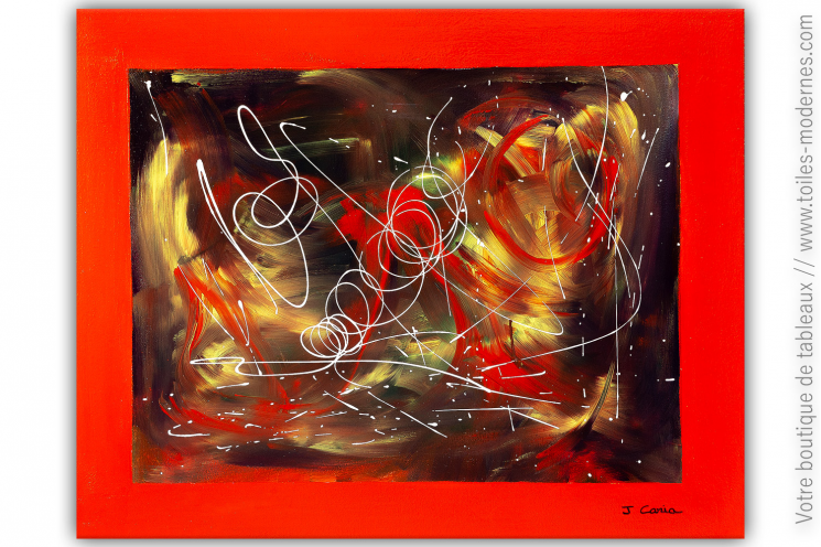 Peinture rouge sur toile moderne : Motion