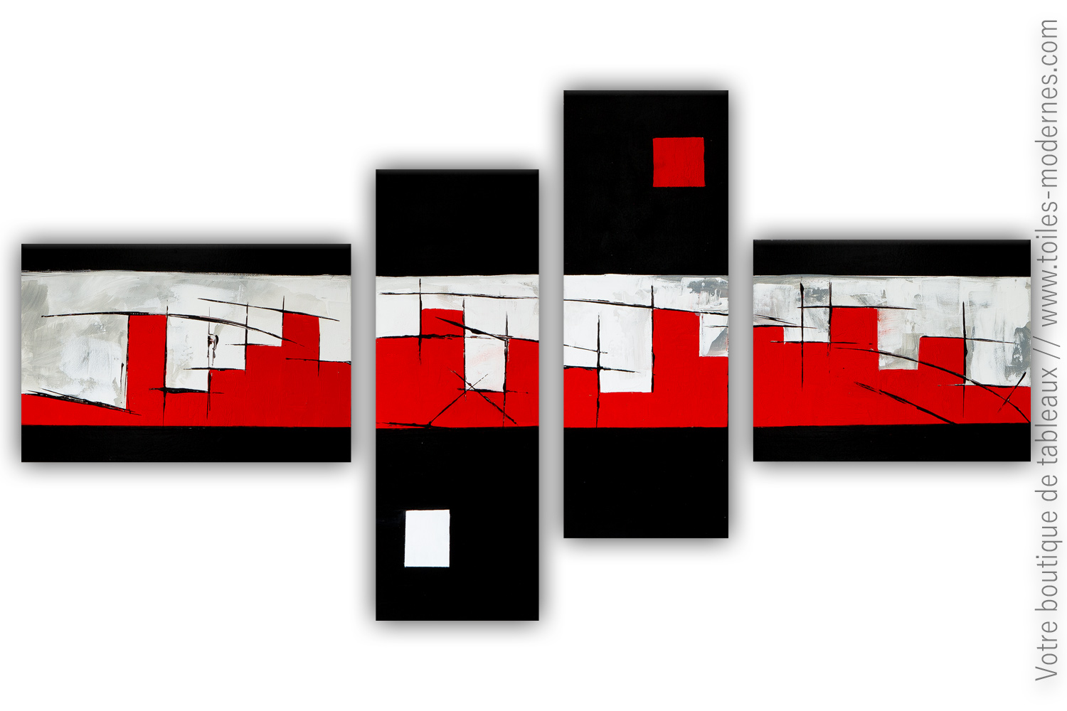 Grand tableau rouge pour intérieur design format horizontal pour