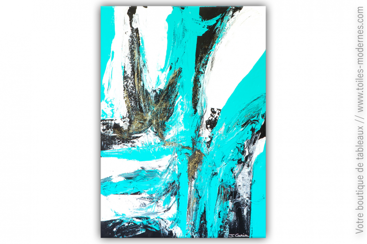 Peinture abstraite Bleu cascade pour une déco tendance