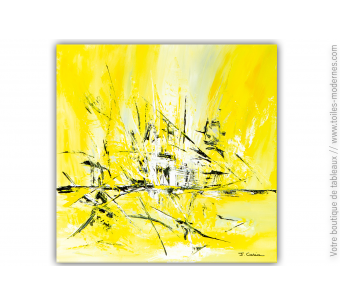 Tableau contemporain jaune lumineux pour déco moderne : Douce euphorie