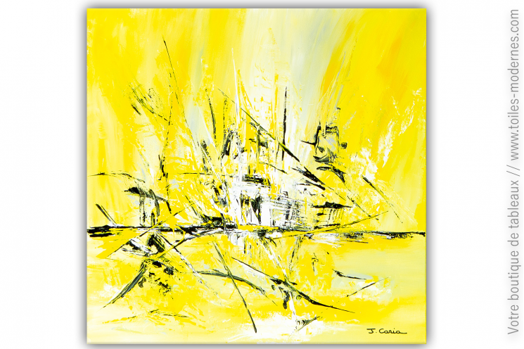 Tableau contemporain jaune lumineux pour déco moderne : Douce euphorie