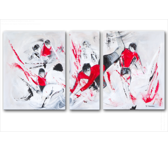 Tableau LES BATTANTS (triptyque rouge et noir) moderne