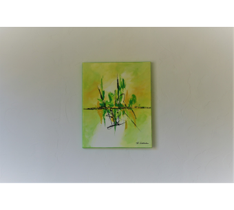Déco vert anis avec un tableau moderne : Un brin de candeur