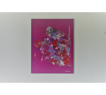 Tableau fuchsia abstrait : Délicate attention