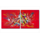 Tableau ESPRIT DU JEU (diptyque rouge) moderne