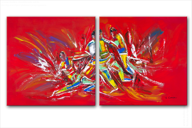 Tableau ESPRIT DU JEU (diptyque rouge) moderne