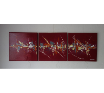 Déco rouge cerise avec un tableau contemporain : Au temps des cerises