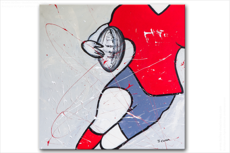 Tableau RUGBY EXPLOSIF(tableau gris rouge) moderne