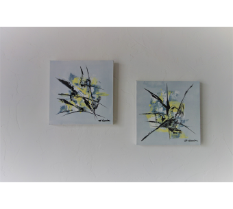 Peintures modernes gris et jaune : Rayonnement