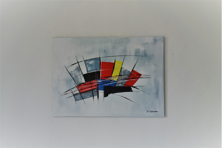 Dessin Original Gouache Sur Papier - Abstraction Géométrique Signée - 1950