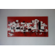 Tableau rouge contemporain XXL : Une ville endormie