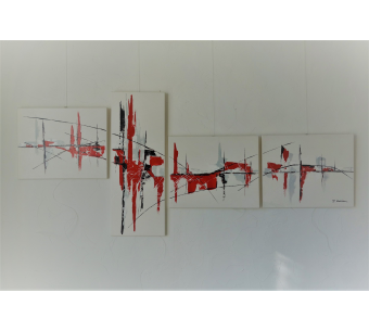 Tableau polyptyque blanc : Une ville florissante