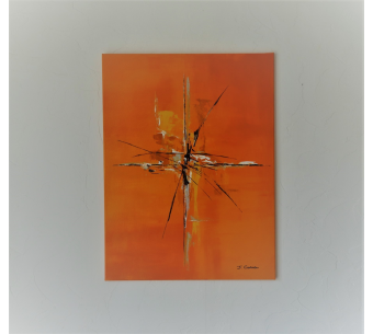 Grande peinture orange sur toile  : Richesse éternelle