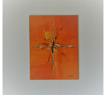 Peinture minimaliste orange : Richesse éternelle