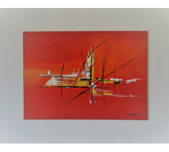 Peinture marine rouge moderne : Naviguer au soleil
