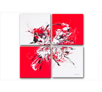 Tableau RED AND WHITE (quadriptyque rouge et blanc) moderne