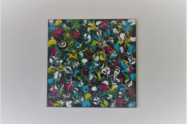 Tableau contemporain avec motif floral : Explosion de fleurs et de couleurs