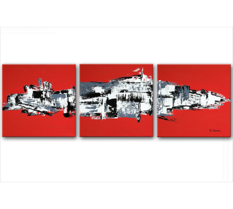 Tableau NEW CIVILIZATION (triptyque rouge) moderne