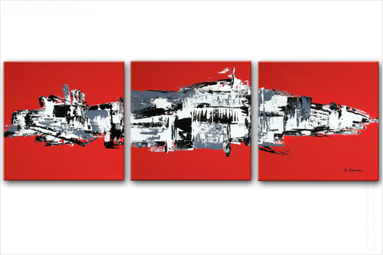 Tableau NEW CIVILIZATION (triptyque rouge) moderne