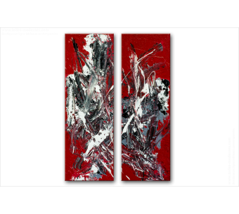 Tableau VIBRATIONS(diptyque rouge) moderne