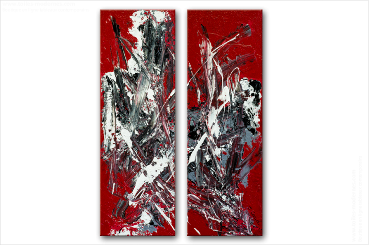 Tableau VIBRATIONS(diptyque rouge) moderne