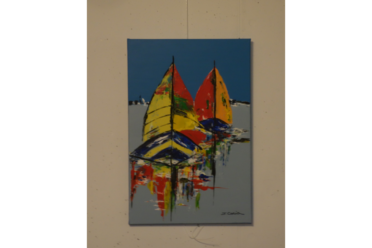 Peinture marine moderne : Bateaux colorés
