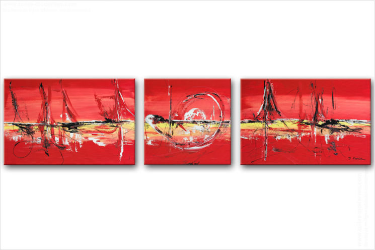 Tableau MEMORY (triptyque rouge) moderne