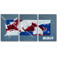 Tableau VISION DU MONDE (triptyque gris) moderne