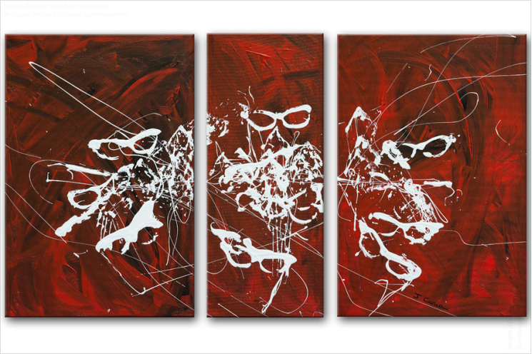 Tableau CARNAVAL (triptyque rouge) moderne