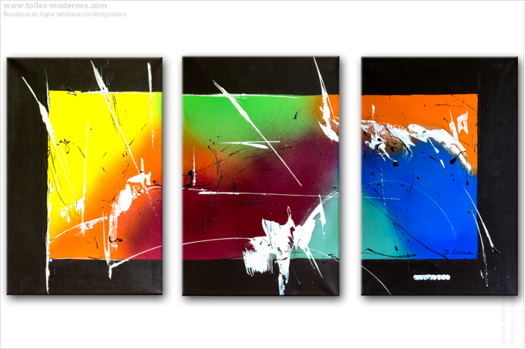 Tableau A MULTICOLORED SKY (triptyque coloré) moderne