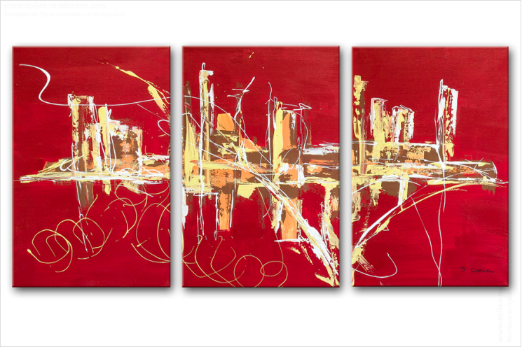 Tableau FIREWORKS (triptyque contemporain) moderne