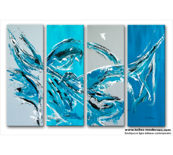 Tableau BLUE DREAM (quadriptyque bleu) moderne