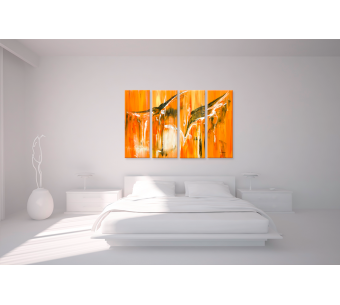 Tableau DESIR D'EVASION (quadriptyque orange) moderne