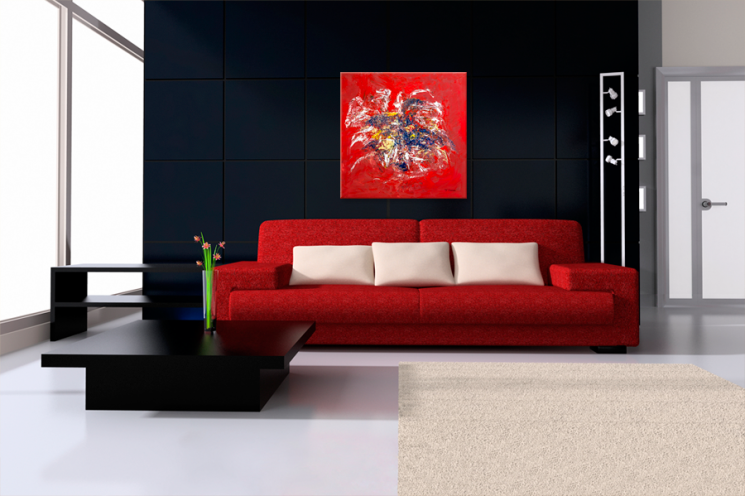 Tableau FLOWERING (tableau rouge) moderne