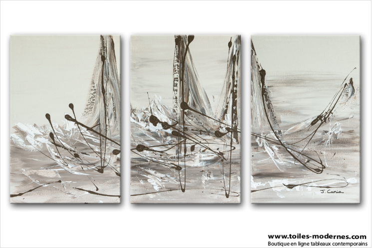 Tableau DREAM OF ESCAPE (triptyque marron) moderne