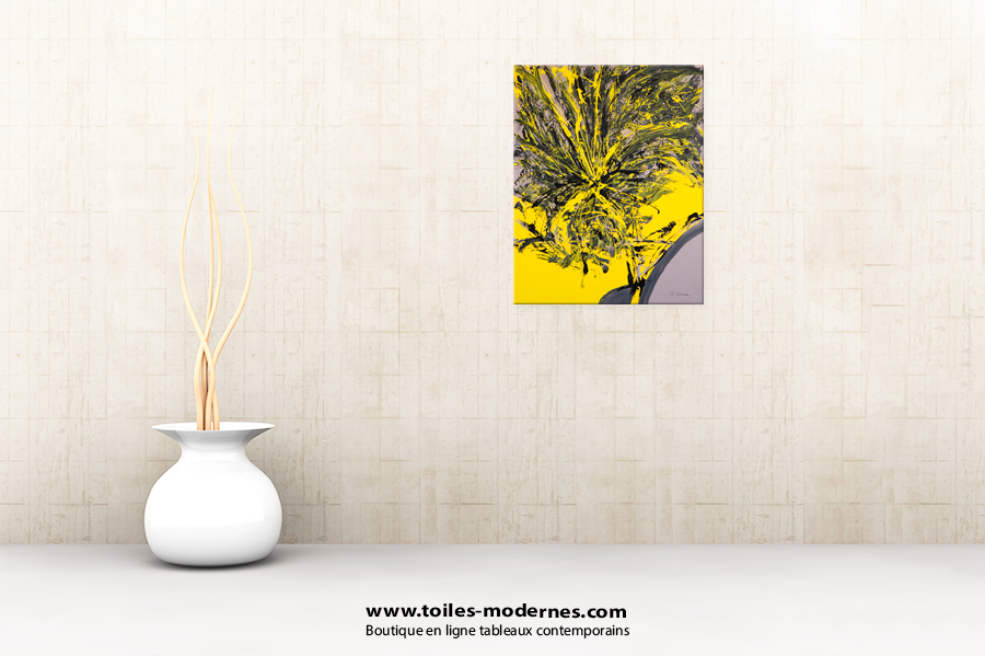 Toile Abstraite Jaune Et Noire – Art Moderne Sur Toile