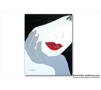 Tableau FEMME PENSIVE (tableau gris) moderne