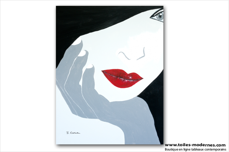 Tableau FEMME PENSIVE (tableau gris) moderne