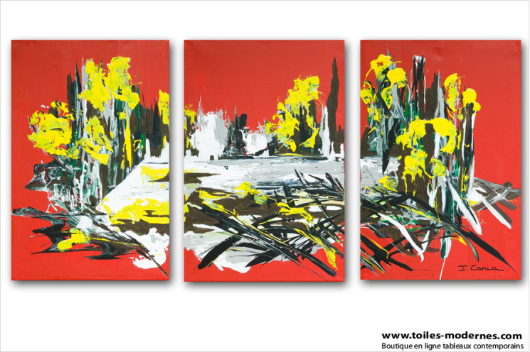 Au bord du lac (triptyque rouge)