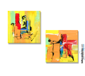 Tableau Moderne : Fraîcheur (diptyque jaune orange)