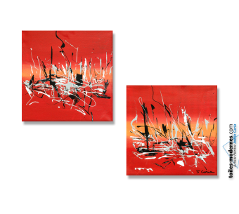 Tableau Energie nouvelle (diptyque rouge) moderne