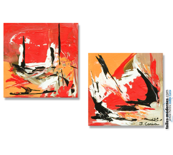 Tableau Voiliers (diptyque rouge)