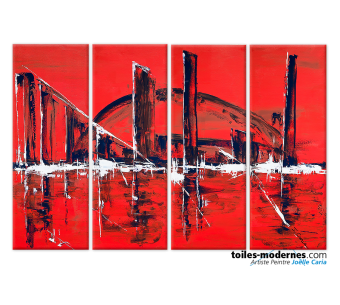 Tableau contemporainThe big city (quadriptyque rouge)