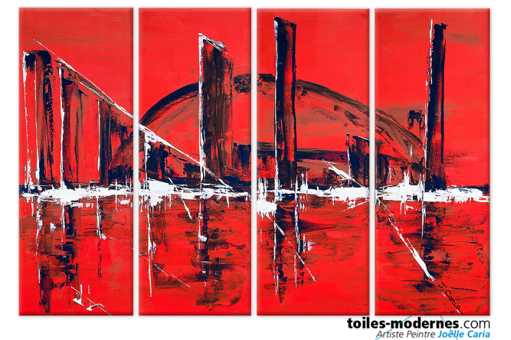 Tableau contemporainThe big city (quadriptyque rouge)