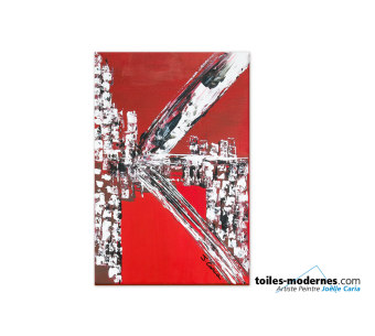 Tableau contemporain city (tableau rouge et noir)