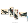Tableau moderne Quadriptyque beige noir Drôles d'oiseaux