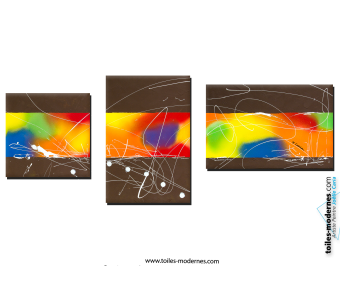 tableau Triptyque marron orange La croisière s'amuse