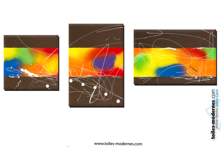 tableau Triptyque marron orange La croisière s'amuse